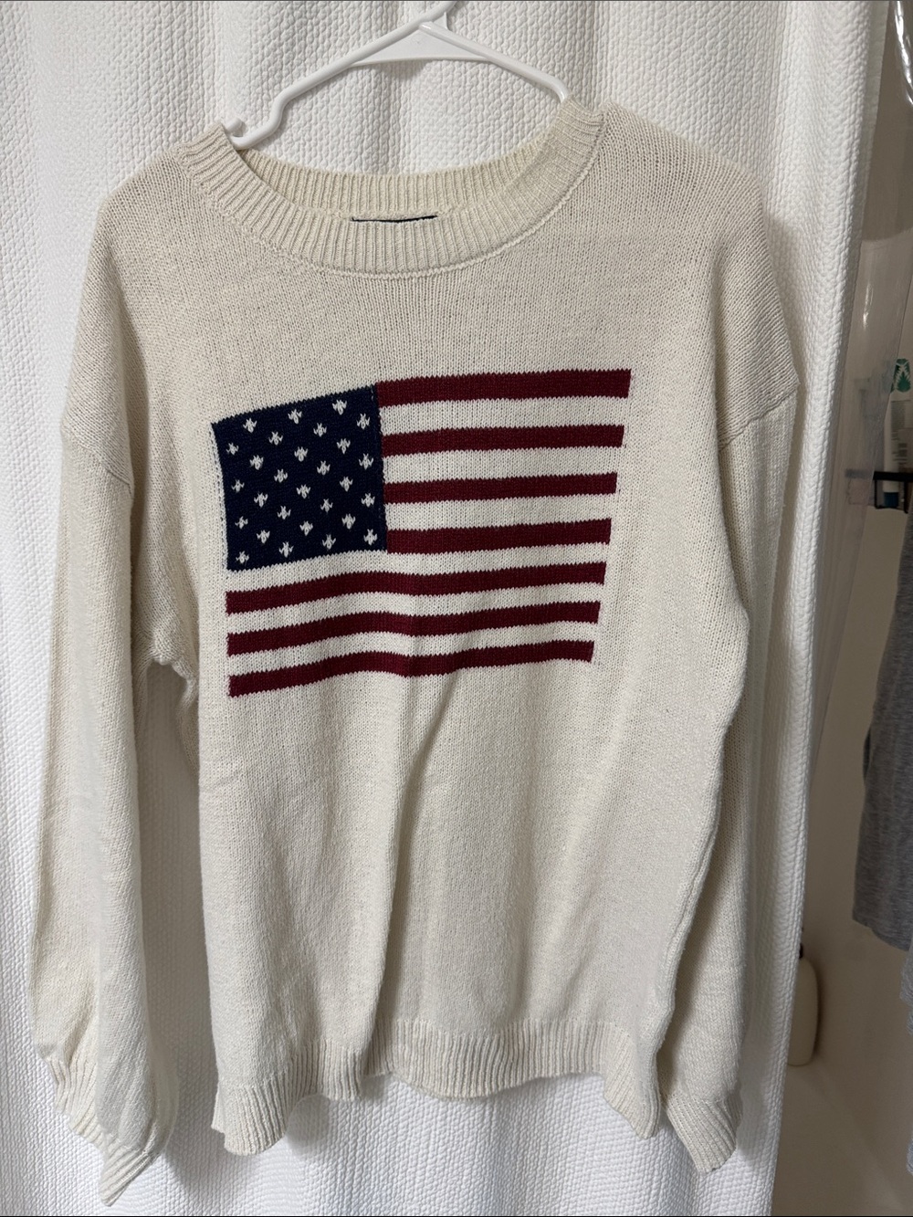 SHEIN Cream Knit Sweater with Black Label